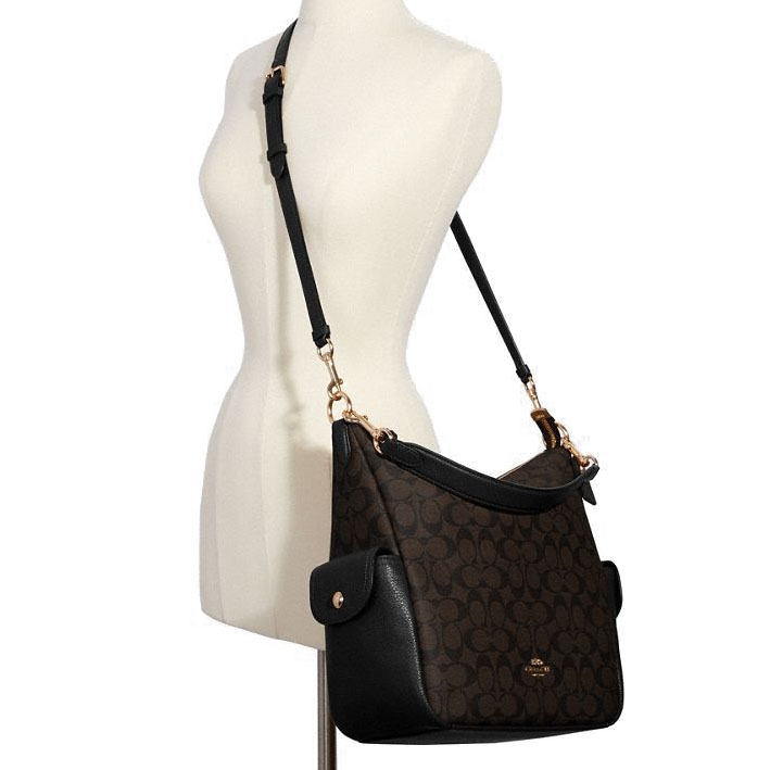 SpreeSuki Coach Crossbody Bag Pennie Shoulder Bag In Signature Canvas Brown Black C1523