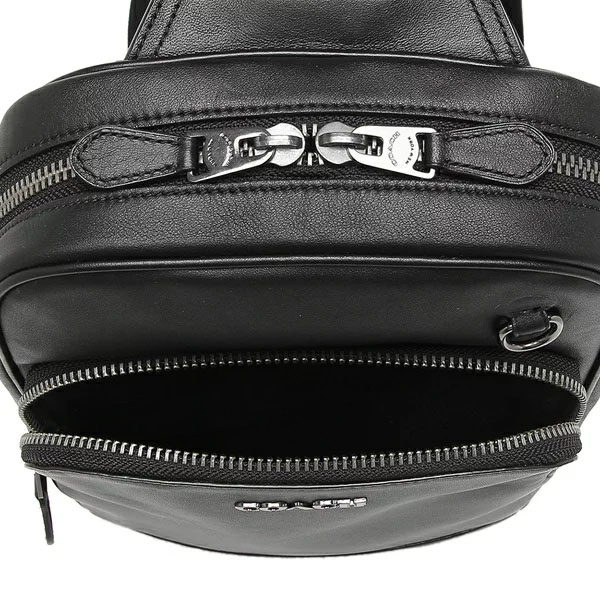 SpreeSuki Coach Men Backpack Graham Pack Smooth Leather Sling Pack Black C2931