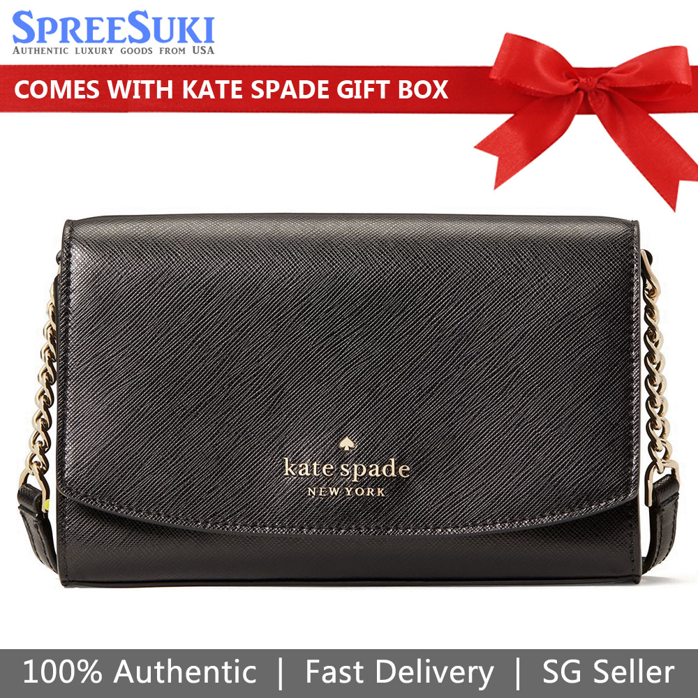 SpreeSuki Kate Spade Crossbody Bag Small Flap Crossbody Black WLR00632