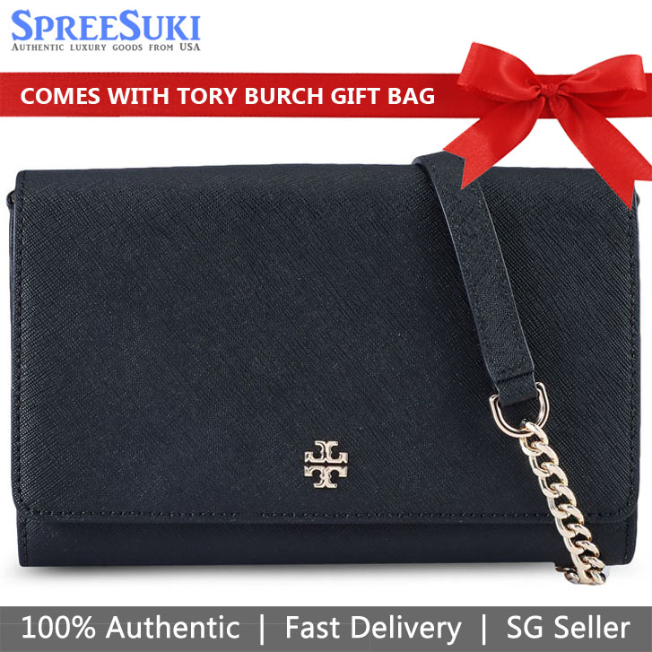 SpreeSuki Tory Burch Emerson Chain Wallet Black 82328