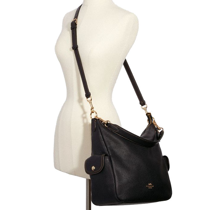 SpreeSuki Coach Crossbody Bag Pennie Shoulder Bag Leather Black 6152