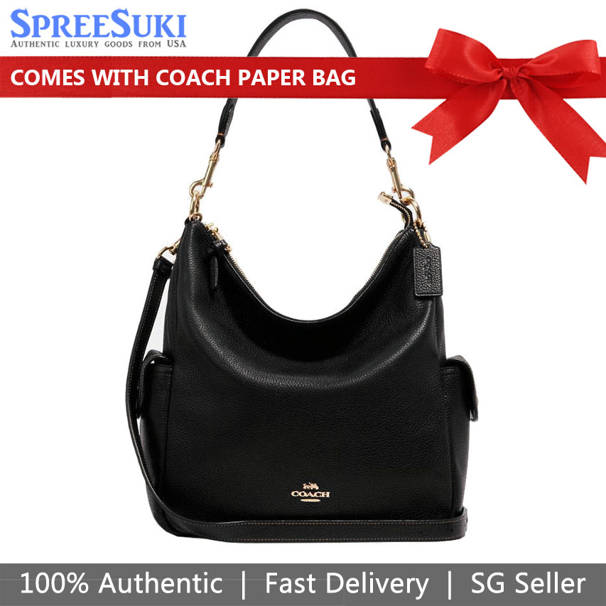 SpreeSuki Coach Crossbody Bag Pennie Shoulder Bag Leather Black 6152