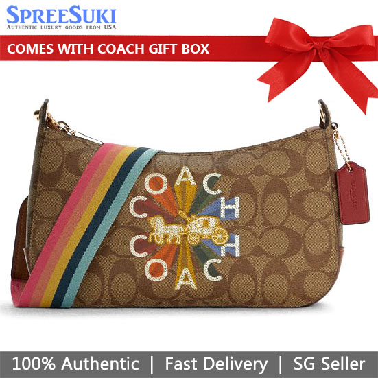 SpreeSuki Coach Crossbody Bag Jes Baguette In Signature Canvas With