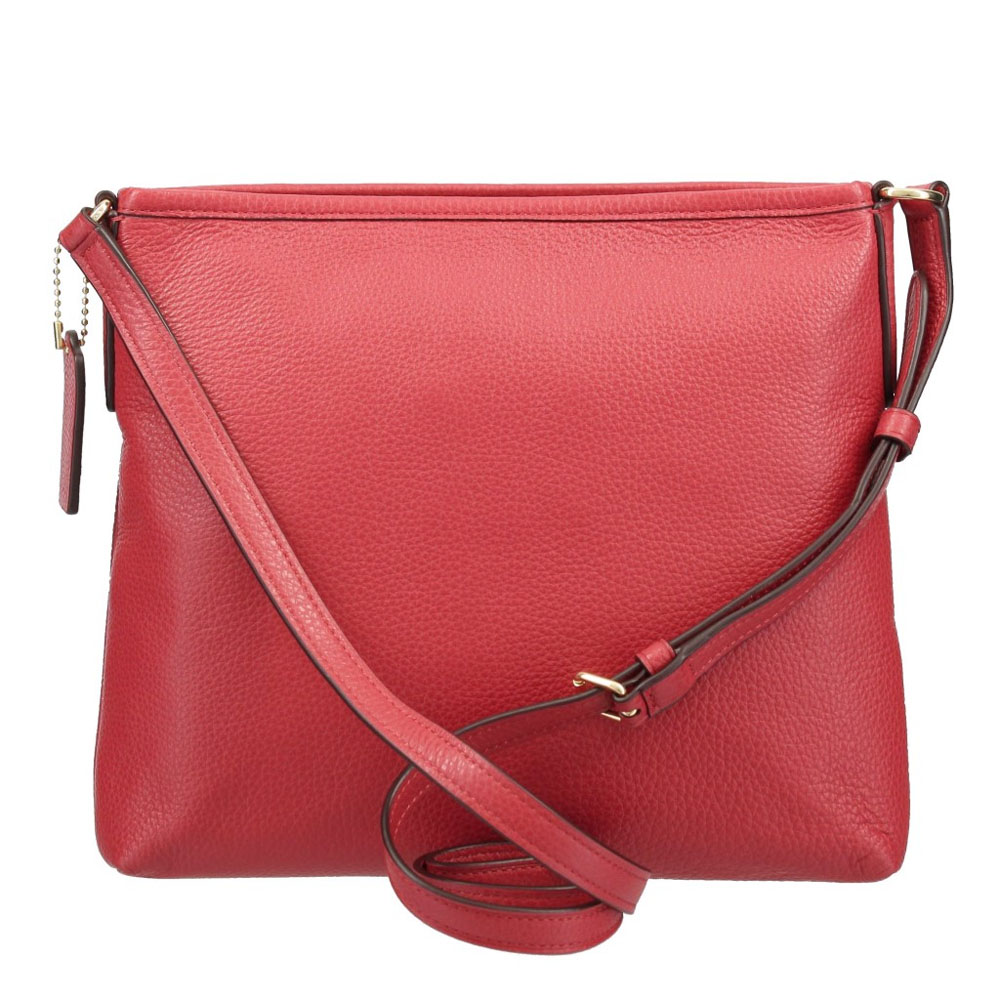 SpreeSuki Coach Crossbody Bag Pebbled Leather File Crossbody Red F28035