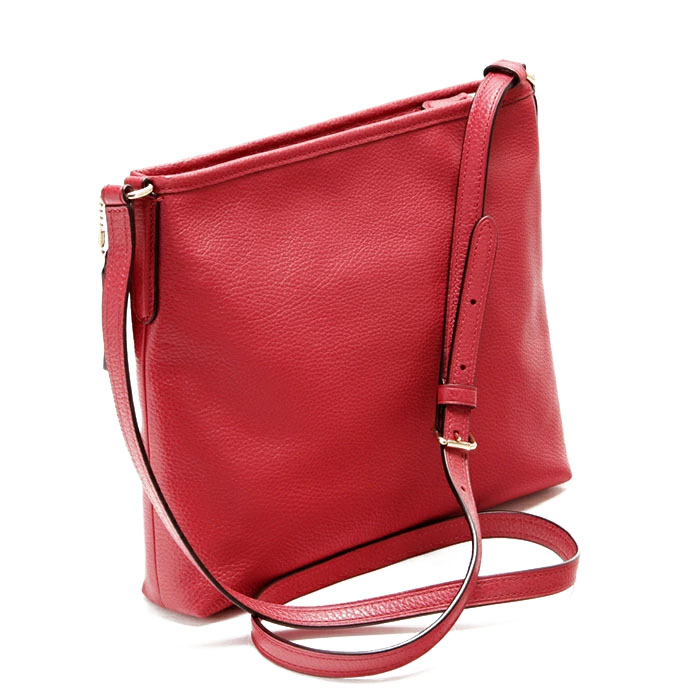 SpreeSuki Coach Crossbody Bag Pebbled Leather File Crossbody Red F28035