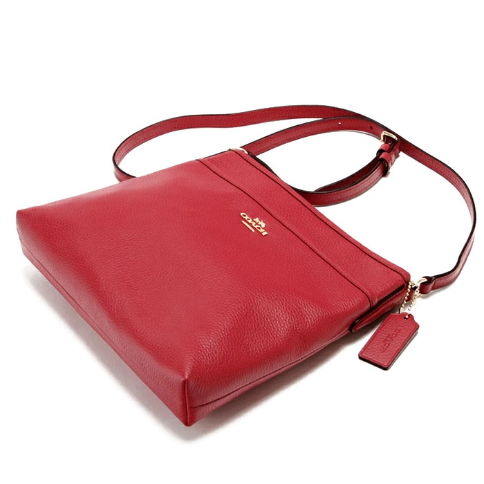 SpreeSuki Coach Crossbody Bag Pebbled Leather File Crossbody Red F28035