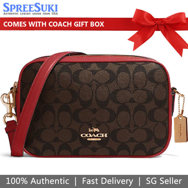 SpreeSuki Coach Crossbody Bag Jes Crossbody In Signature Canvas Brown 1941 Red 68168