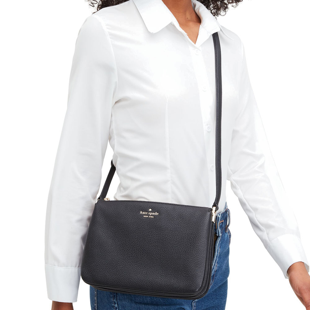 SpreeSuki Kate Spade Crossbody Bag Triple Gusset Crossbody Black
