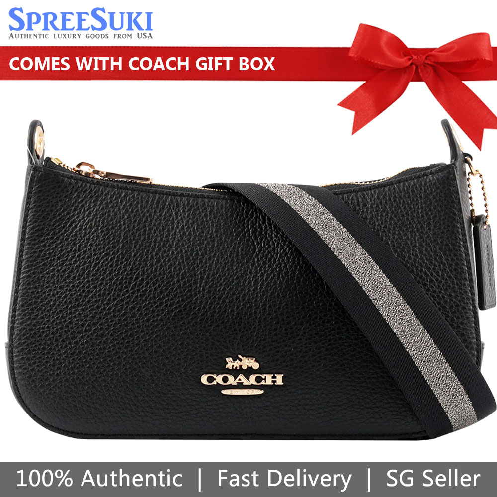 SpreeSuki Coach Crossbody Bag Jes Baguette Crossbody Black C7265