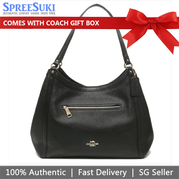 SpreeSuki Coach Shoulder Bag Tote Leather Kristy Shoulder Bag Black