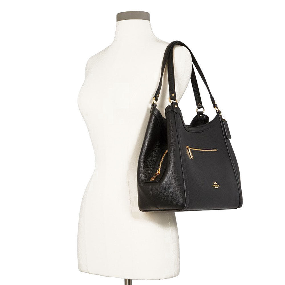 SpreeSuki Coach Shoulder Bag Tote Leather Kristy Shoulder Bag Black