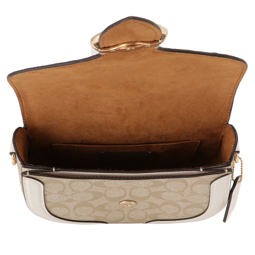 SpreeSuki Coach Crossbody Bag Signature Saddle Light Khaki Chalk C2806