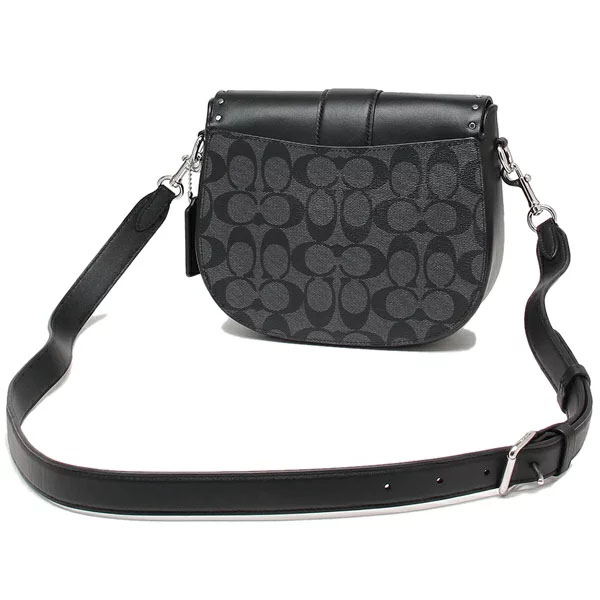 SpreeSuki Coach Crossbody Bag Signature Colorblock Rivet Saddle Black Graphite C3593