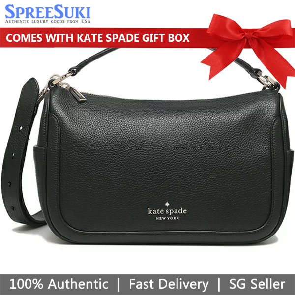 SpreeSuki Kate Spade Crossbody Bag Smoosh Leather Crossbody Black K6047