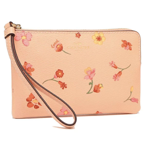 SpreeSuki Coach Small Wristlet Mythical Flower Corner Zip Faded Blush