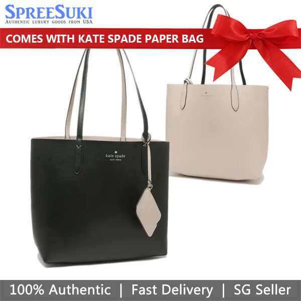 SpreeSuki Kate Spade Shoulder Bag Refined Grain Ava Reversible Tote Black K6052