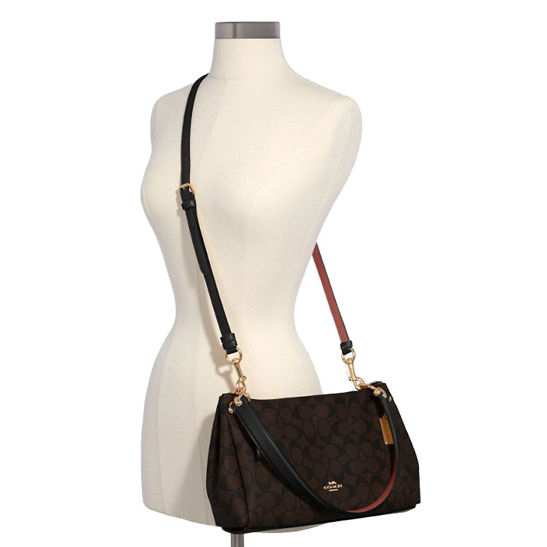 SpreeSuki Coach Shoulder Bag With Gift Bag Small Mia Shoulder Bag In Signature Canvas Brown