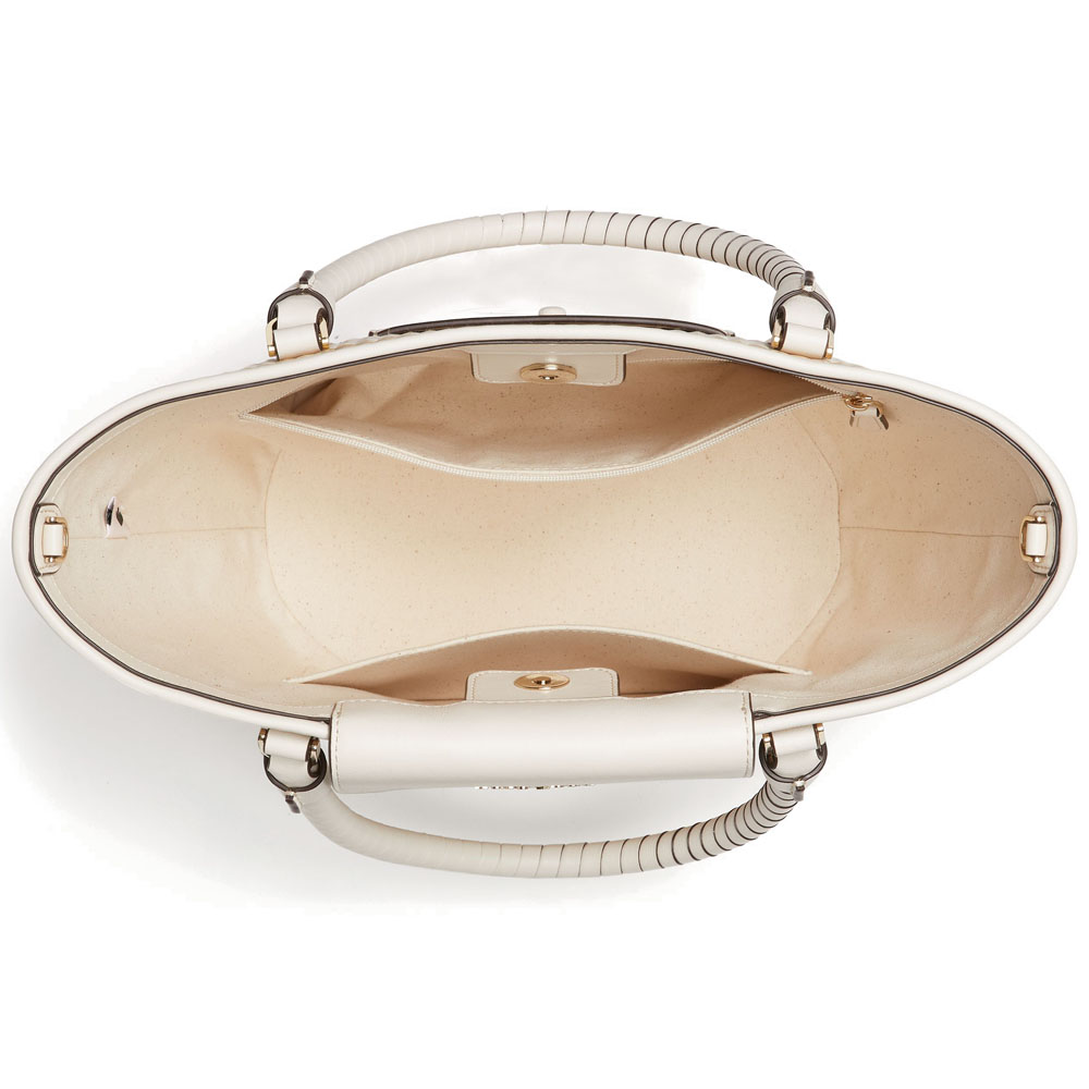 SpreeSuki Kate Spade Crossbody Bag Cruise Straw Medium Tote Parchment Off White K7329