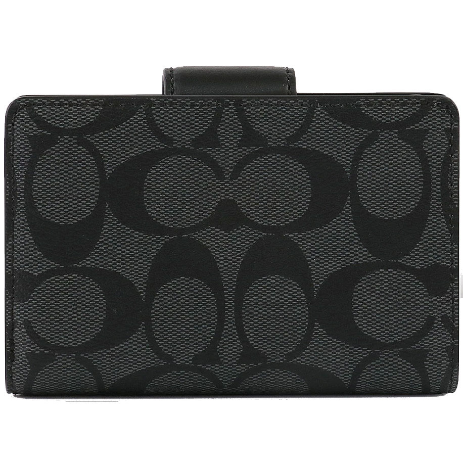 SpreeSuki Coach Medium Wallet Signature Medium Corner Zip Graphite