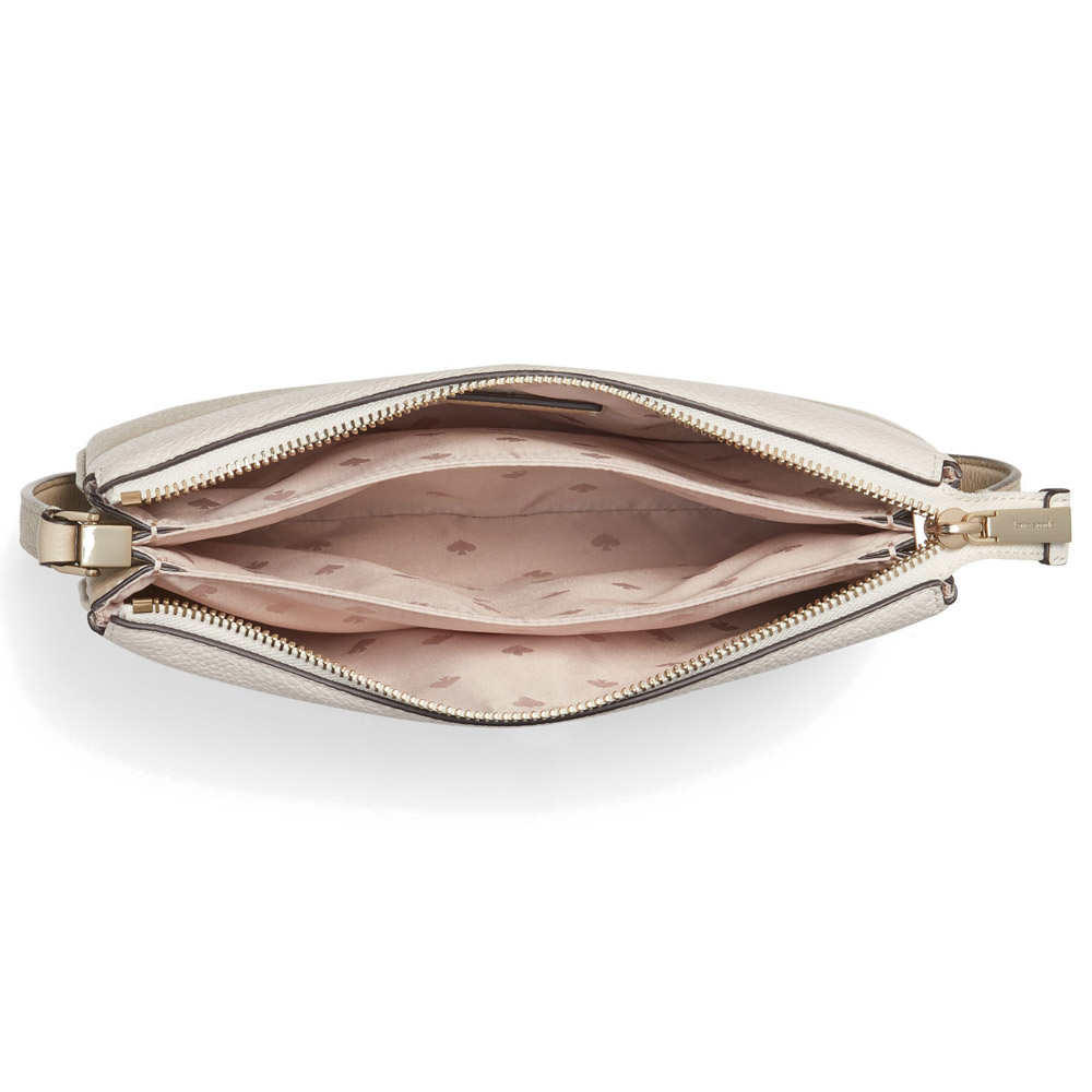 SpreeSuki Kate Spade Crossbody Bag Leila Pebbled Leather Triple Gusset Crossbody Light Sand