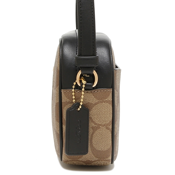 SpreeSuki Coach Crossbody Bag Mini Jamie In Signature Canvas Camera Bag Khaki Black C9926