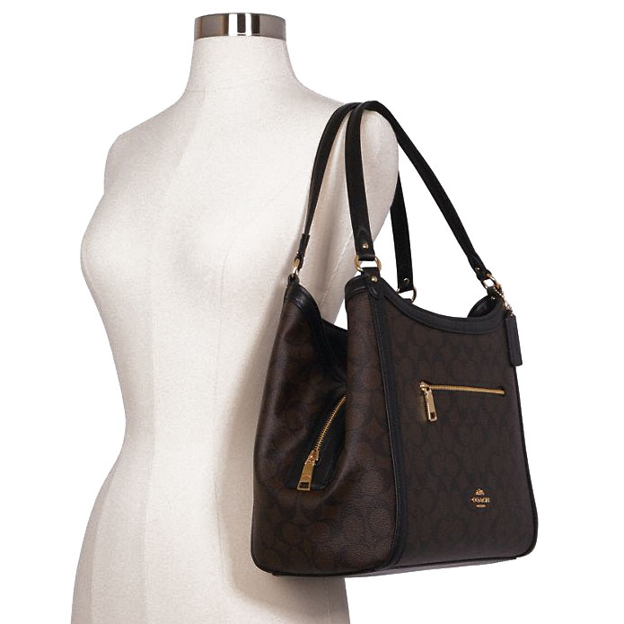 SpreeSuki Coach Tote Kristy Shoulder Bag In Signature Canvas Brown