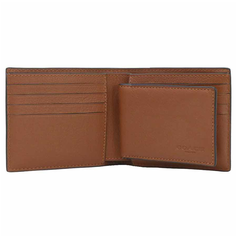SpreeSuki Coach Men Compact Id Wallet In Sport Calf Leather Dark