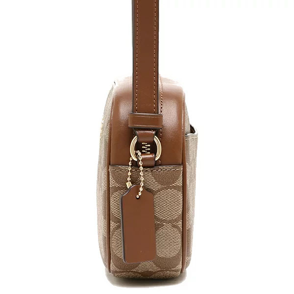 SpreeSuki Coach Crossbody Bag Mini Jamie In Signature Canvas Camera Bag Khaki Saddle Brown C9926