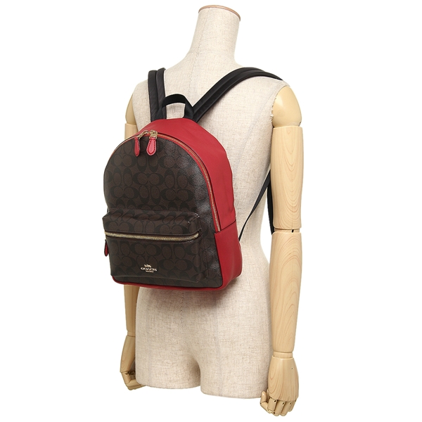 SpreeSuki Coach Medium Charlie Backpack Signature Brown True Red F32200