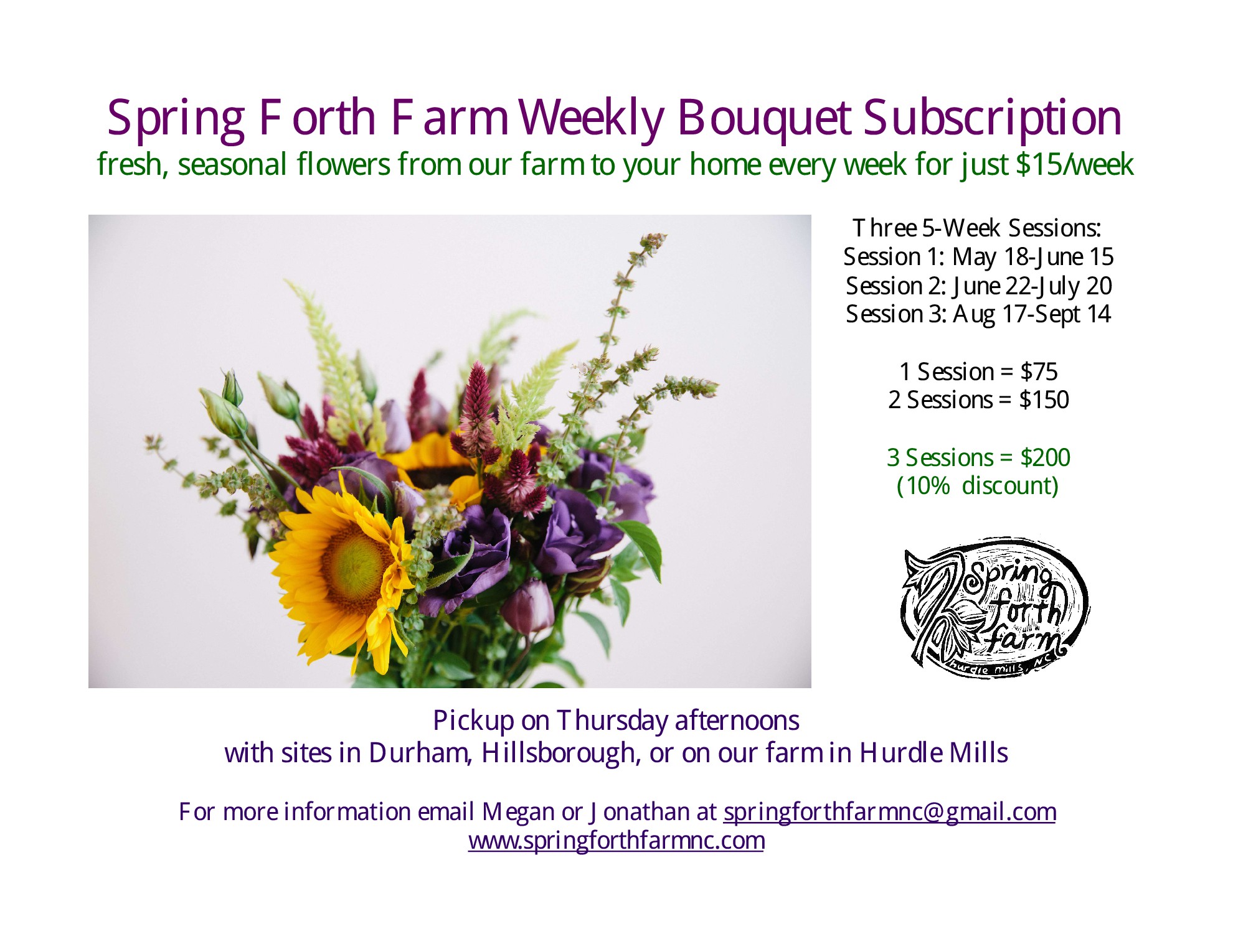Flowers Every Week Our 2017 Bouquet Subscription Spring Forth Farm