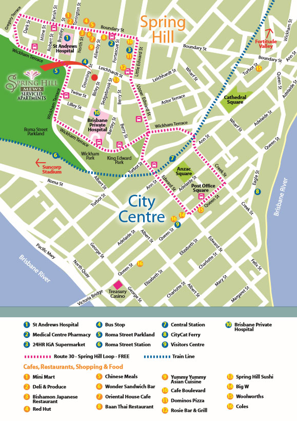 Location Map Spring Hill Mews Spacious Apartments Brisbane City