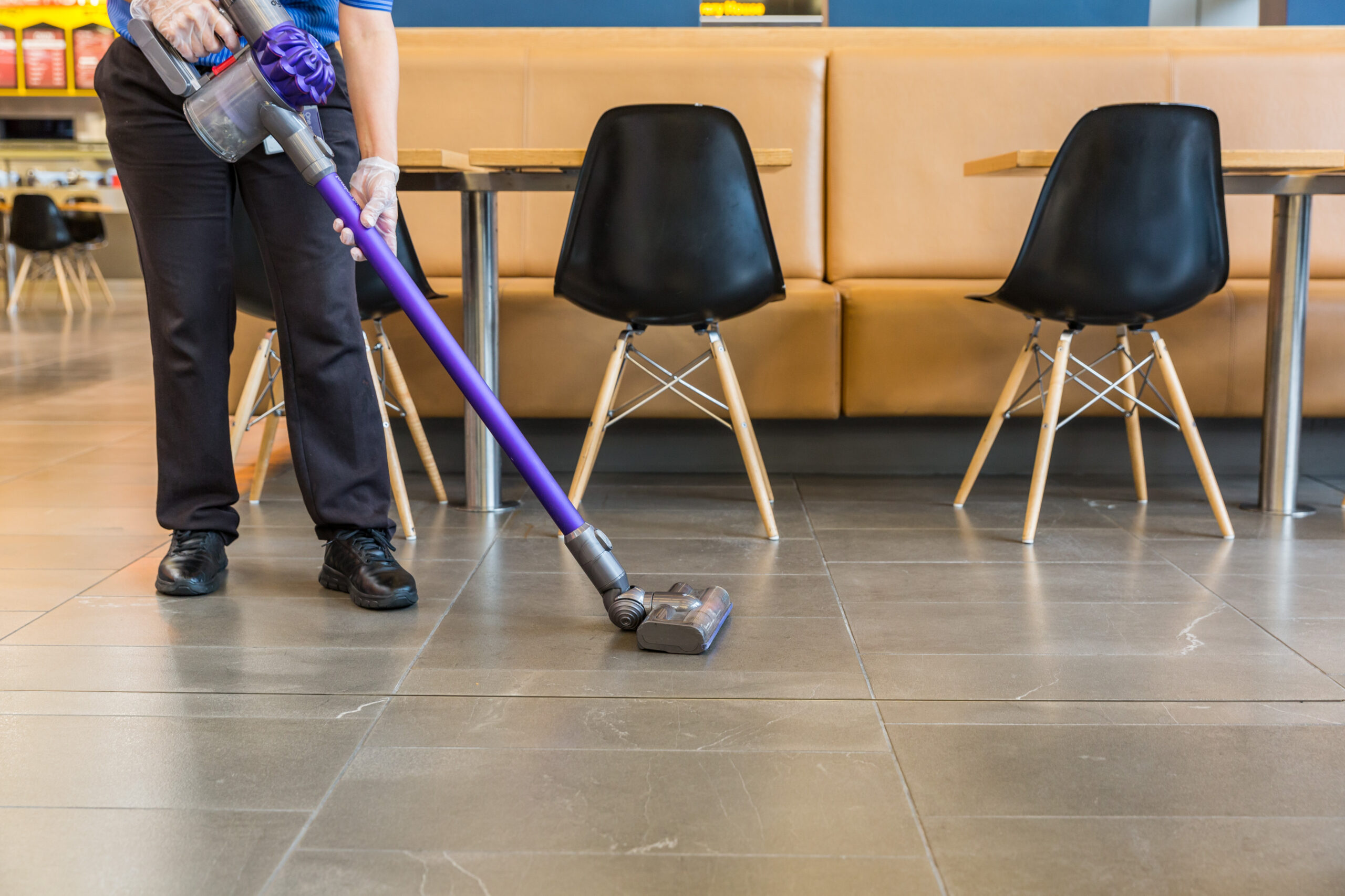 Vacuuming retail food area Springmount Services Commercial & Retail