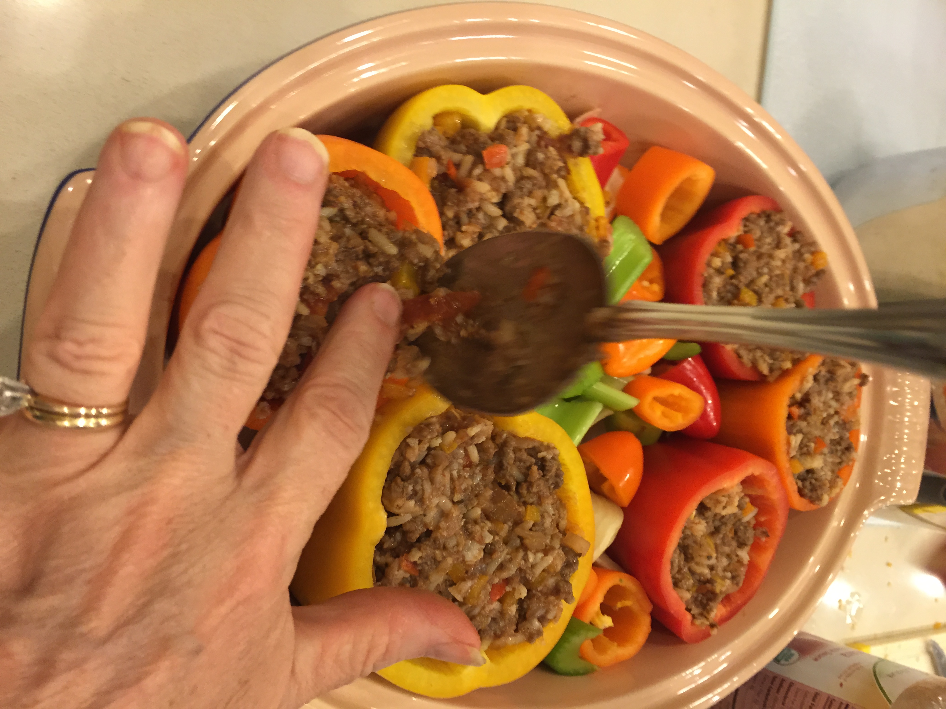 TriColor Stuffed Bell Peppers Spring Rose Cottage