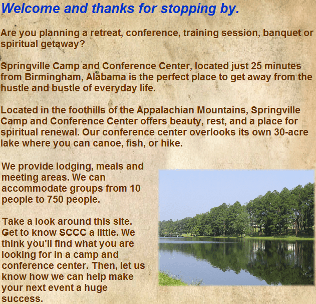 to Springville Camp and Conference