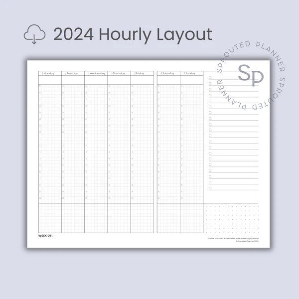 2024 Hourly Layout Printable Sprouted Planner