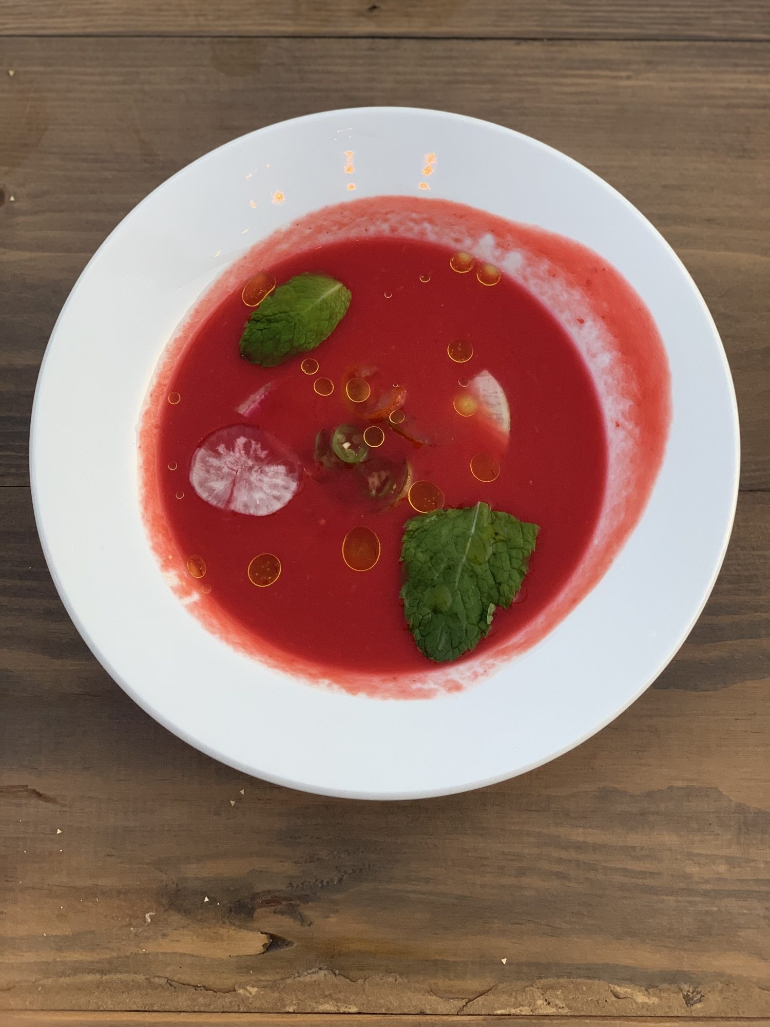Watermelon Beet Gazpacho .... Fresh, cool seasonal watermelon beet gazpacho with an array of fresh flavor infused vegetables for taste and vibrancy. For more food and travel posts be sure to follow me at www.sprouting-vitality.com or on instagram at sproutingvitality. #kenzinthekitch #mckenzieonthemove 