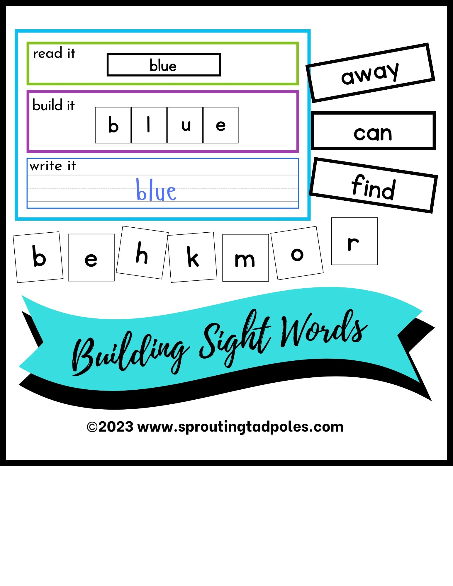 Building Sight Words PrePrimer Level 3 Sprouting Tadpoles