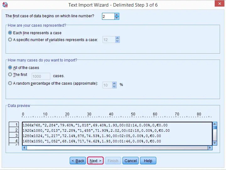 SPSS Open CSV Data File