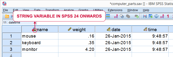 SPSS Variable Types and Formats