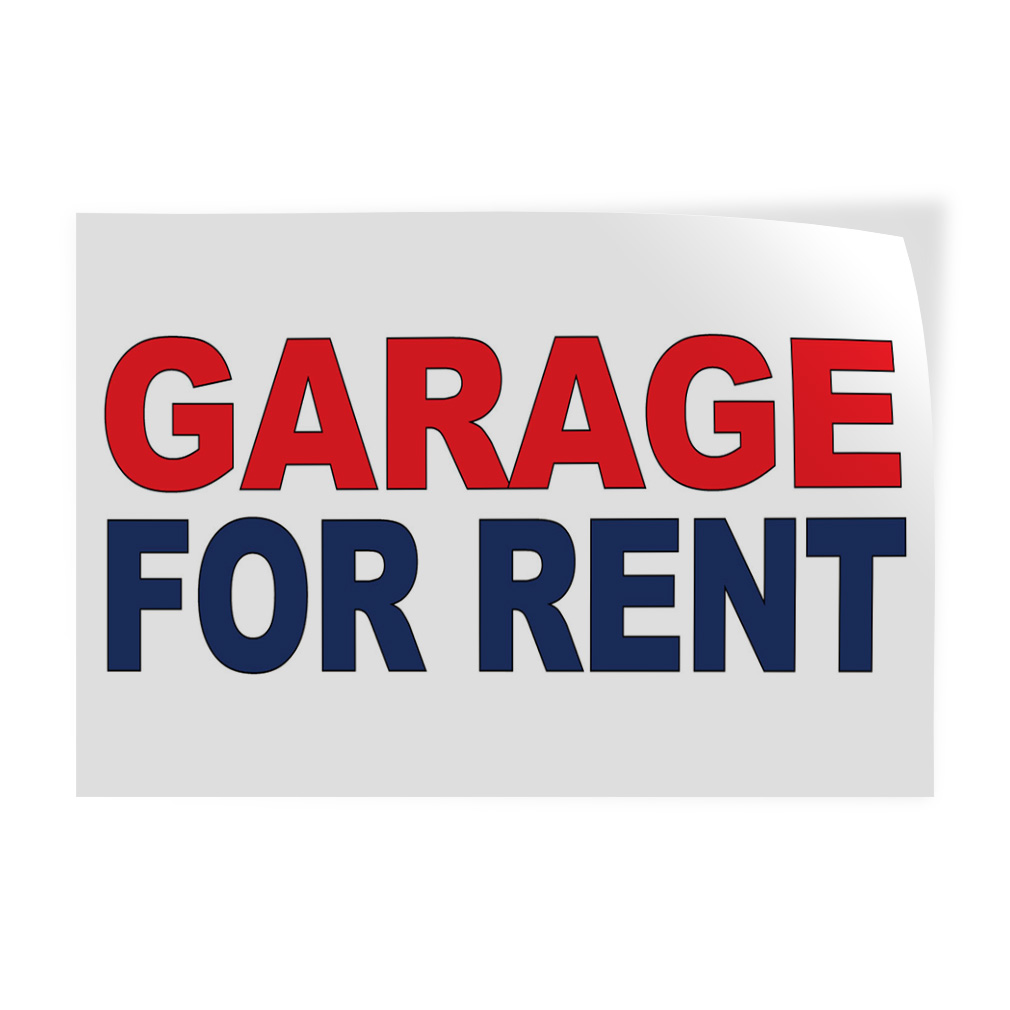 Decal Stickers Garage for Rent Red Blue Vinyl Store Sign Label Business