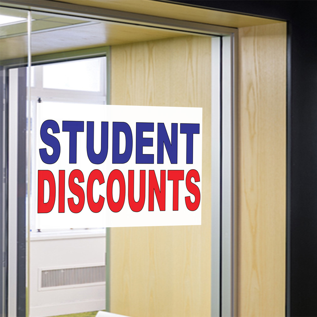 Decal Stickers Student Discounts Blue Red Vinyl Store Sign
