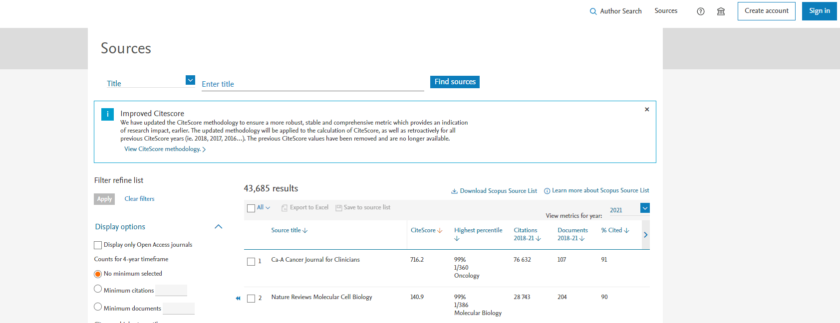 How to find the quartile of Scopus and  of Science journals?
