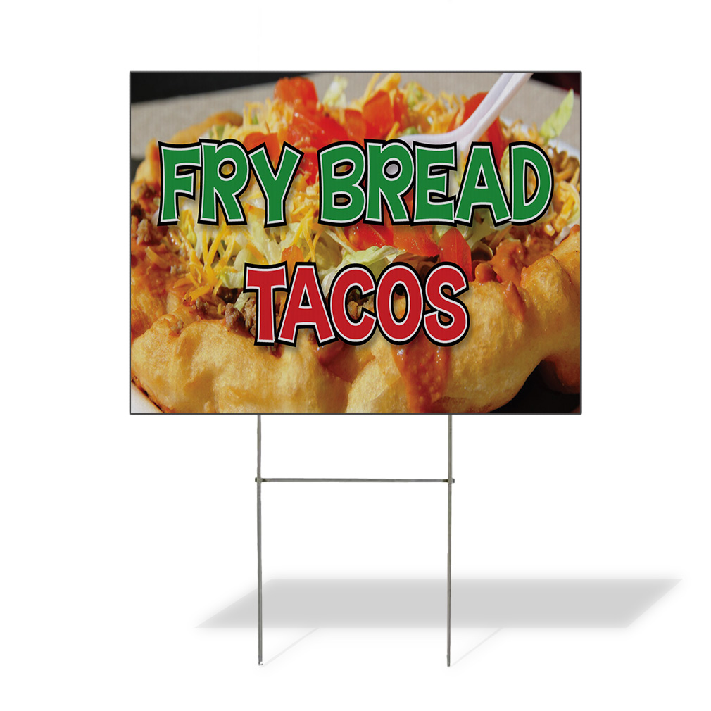 Weatherproof Yard Sign Fry Bread Tacos Restaurant Cafe Bar Brown Lawn