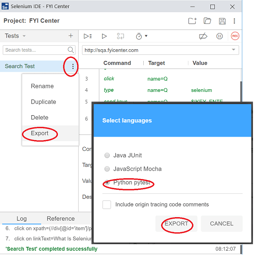 Convert Chrome Selenium IDE Test to Python