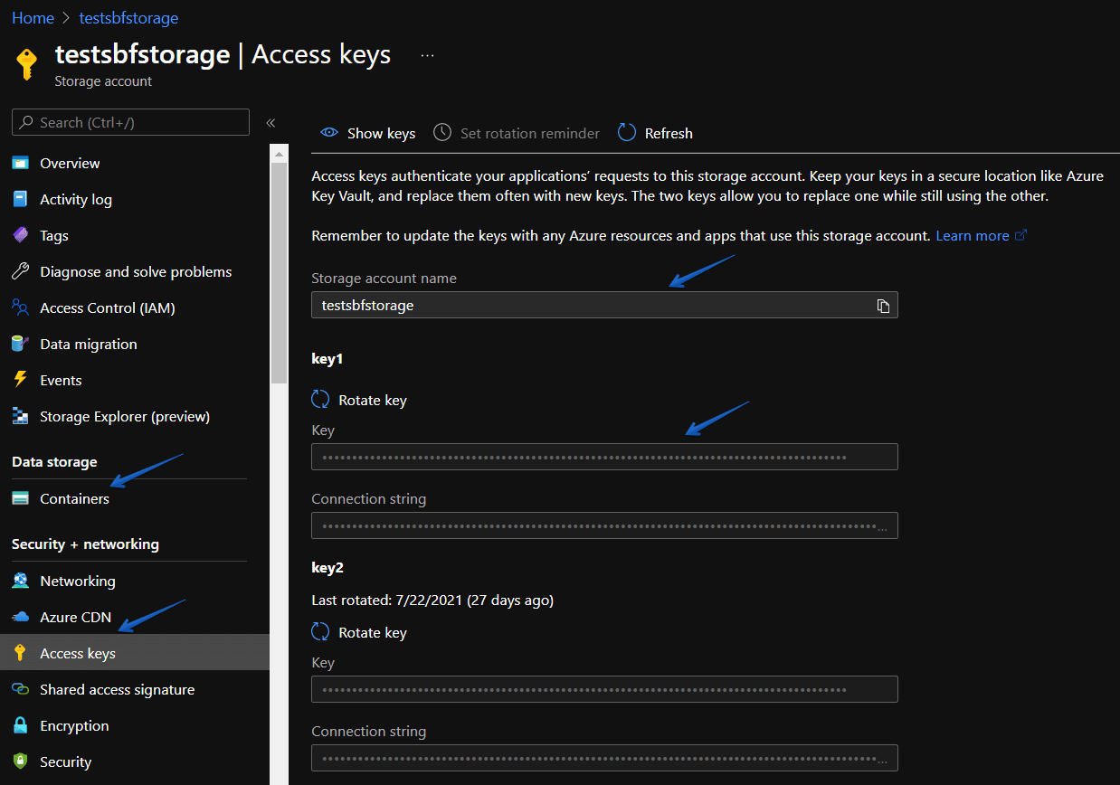 Azure Storage (Access keys and other information) SqlBak Blog