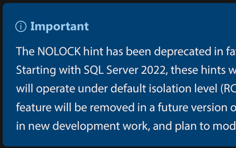 All you NOLOCK lovers better read this!