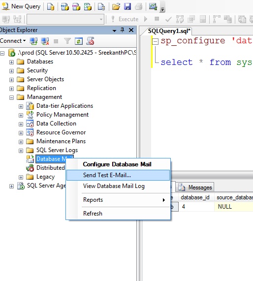 Configuring SQL Server DB Mail to send emails to your Gmail/Yahoo Mail