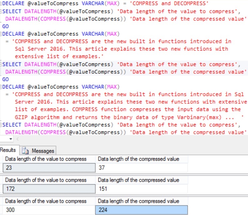 COMPRESS function in Sql Server