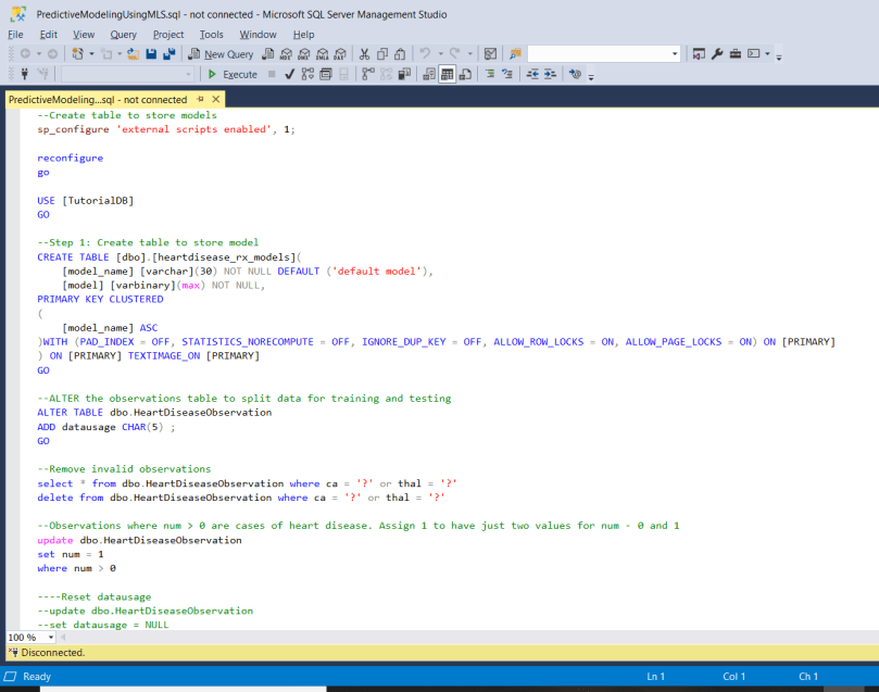 Demo Predictive Modeling using R and SQL Server Machine Learning
