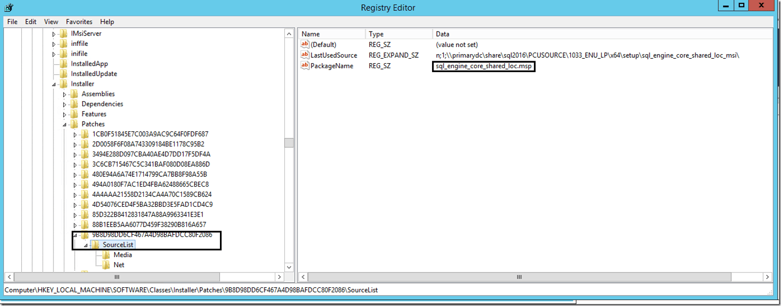 Missing MSI and MSP files SQL Server